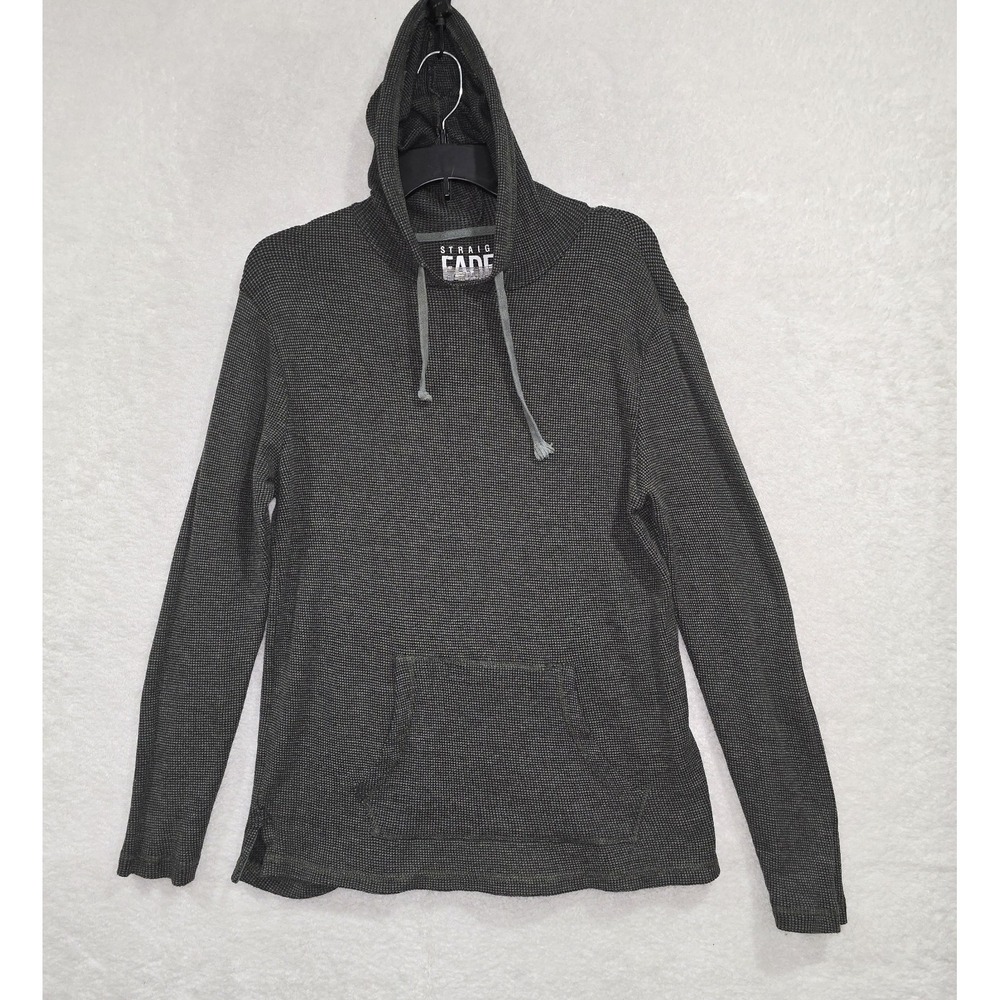 Straight Faded Hoodie Men's Large Gray Pullover Drawstring Sweater Pocket